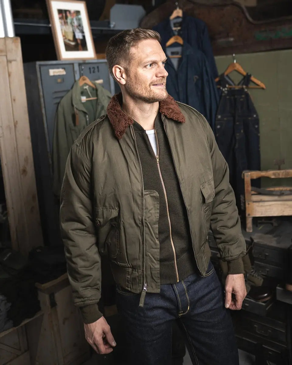 Pikes Brothers 1943 C2 Sweater Olive - available at Veloce Club