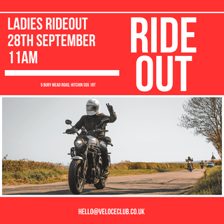 28th September: Ladies Ride Out - available at Veloce Club