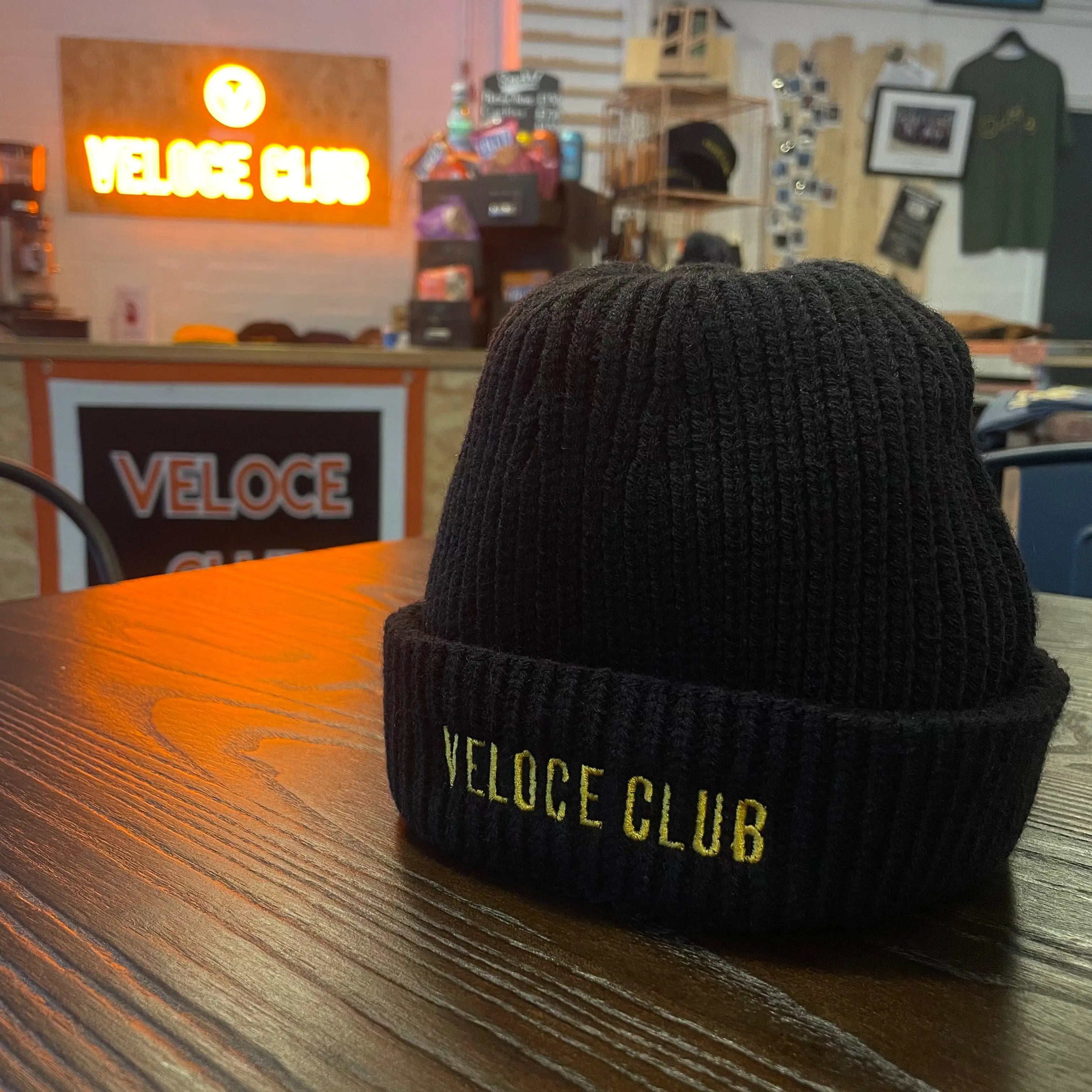 Veloce Club VC01 Fisherman Beanie Cap in Bullet Black
