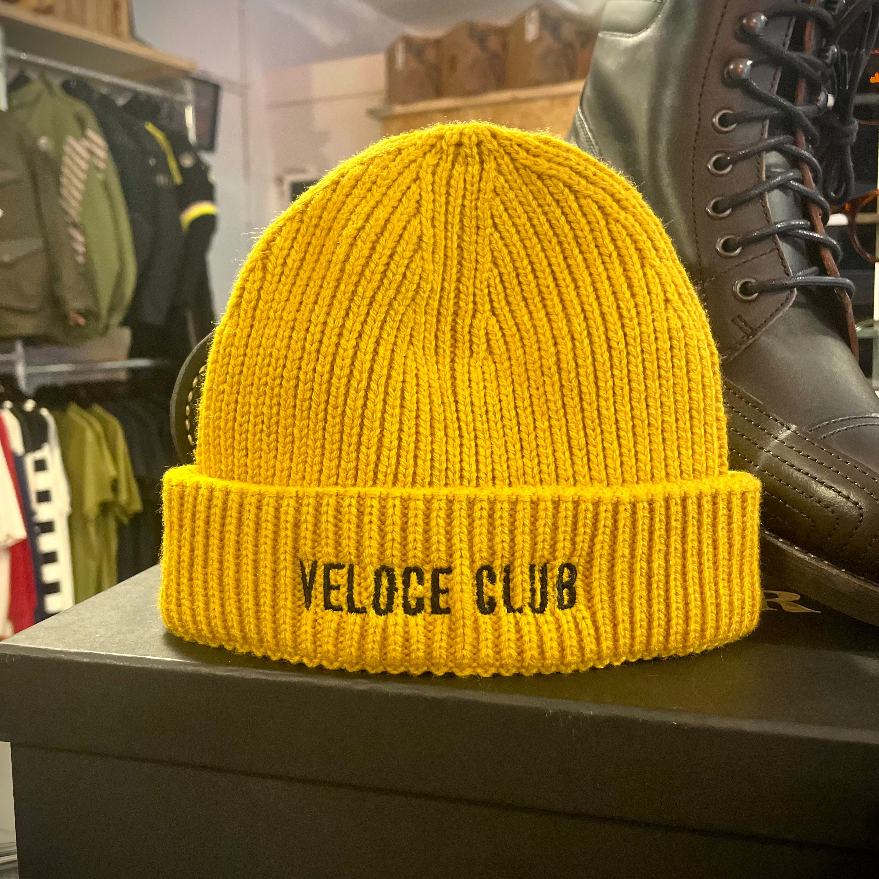 Veloce Club VC01 Fisherman Beanie Cap in Mugello Mustard