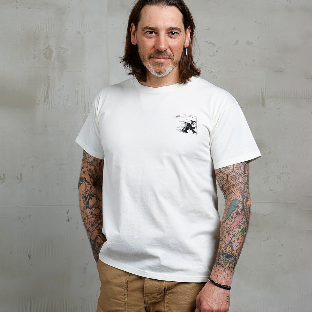 Pike Brothers 1969 Sports T-shirt Grim Reaper in White | Veloce Club