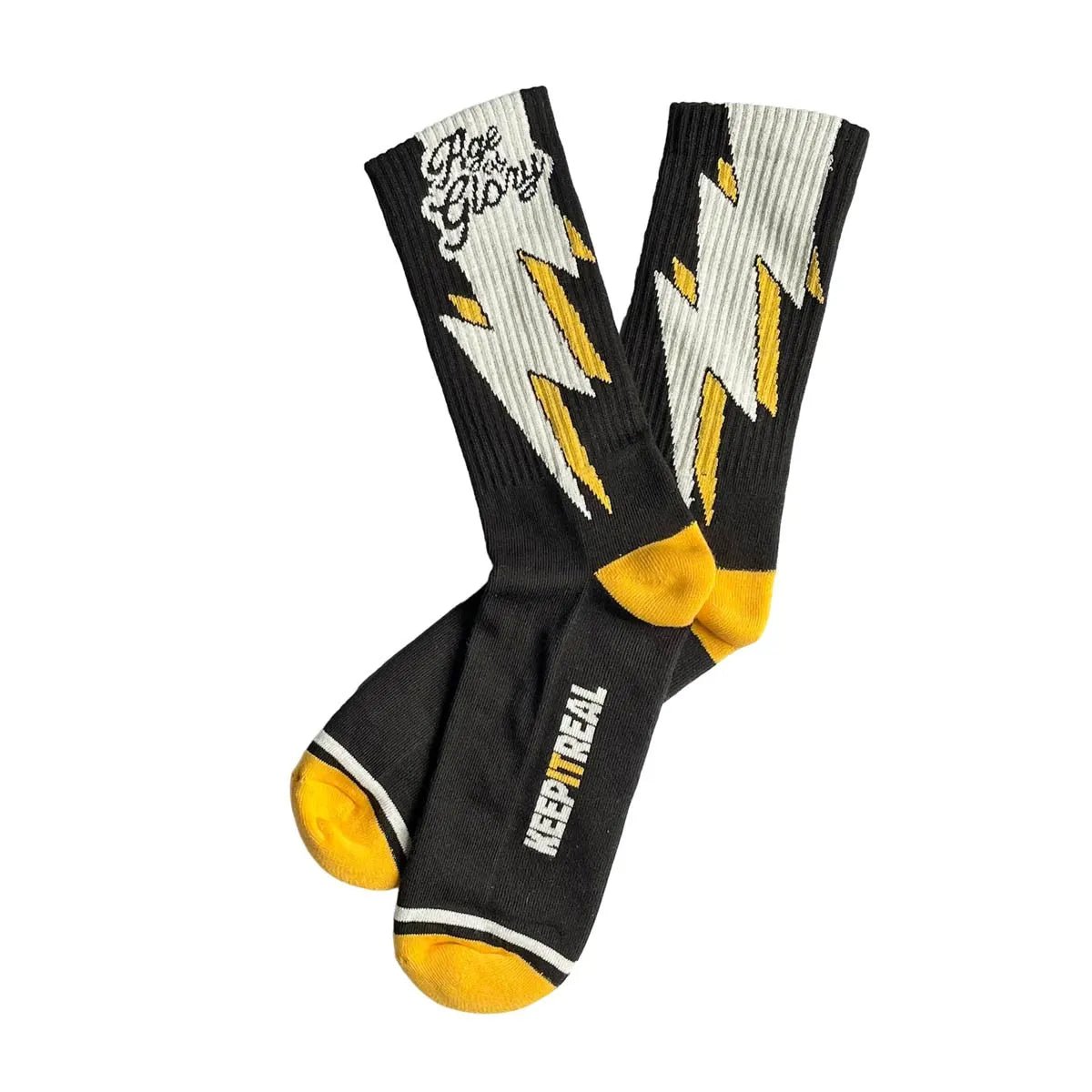 Age of Glory Bolt Socks in Black and Yellow