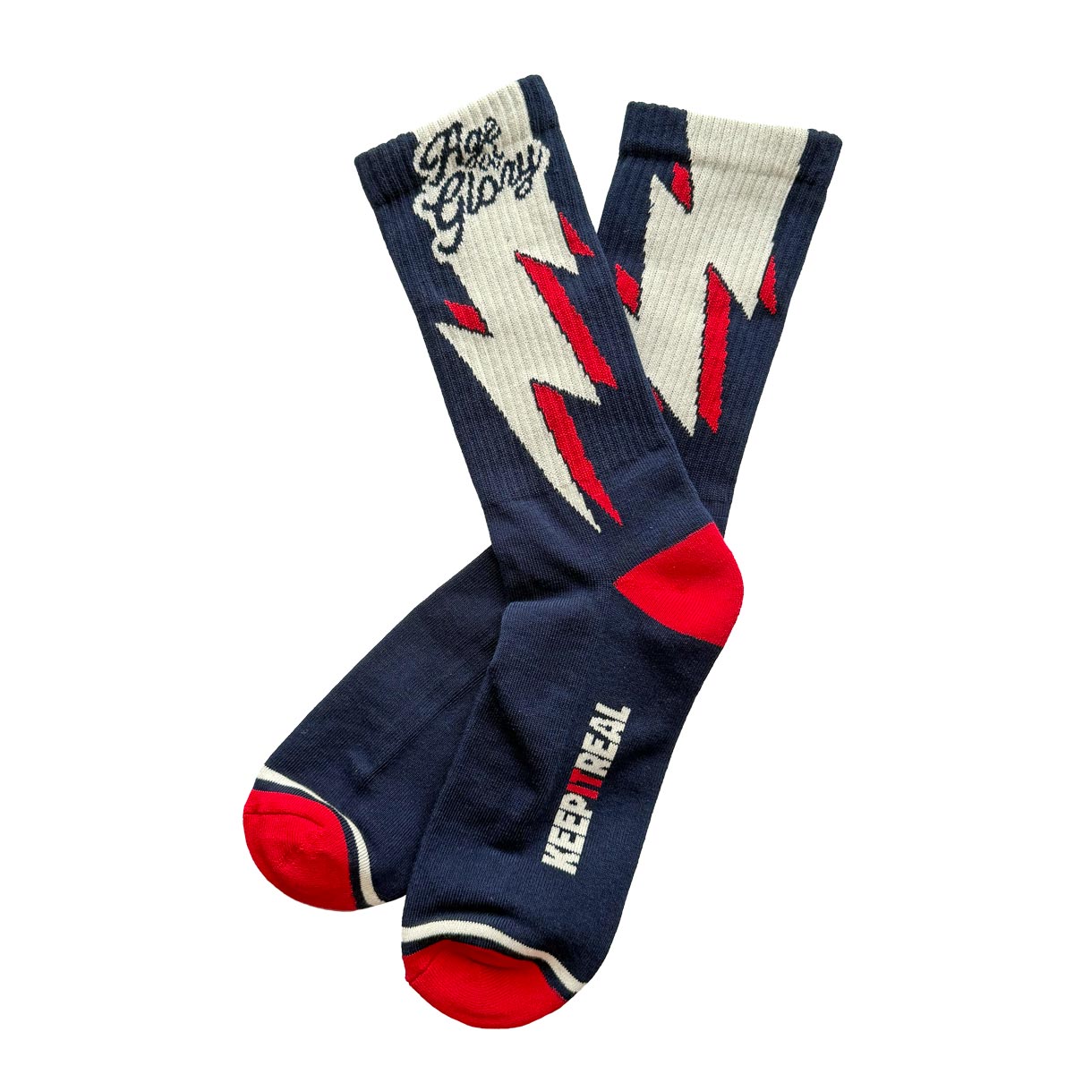 Age of Glory Bolt Socks in Blue and White | Veloce Club
