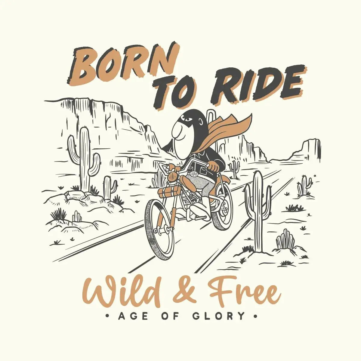 Age of Glory Born To Ride T-shirt in EcruAge of Glory Born To Ride T-shirt in Ecru | Veloce Club