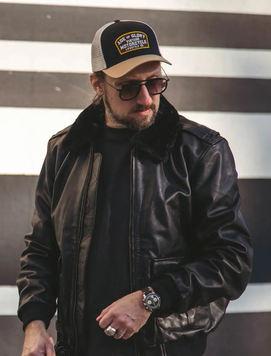 Age of Glory Buddy Trucker Cap in Black and off - white