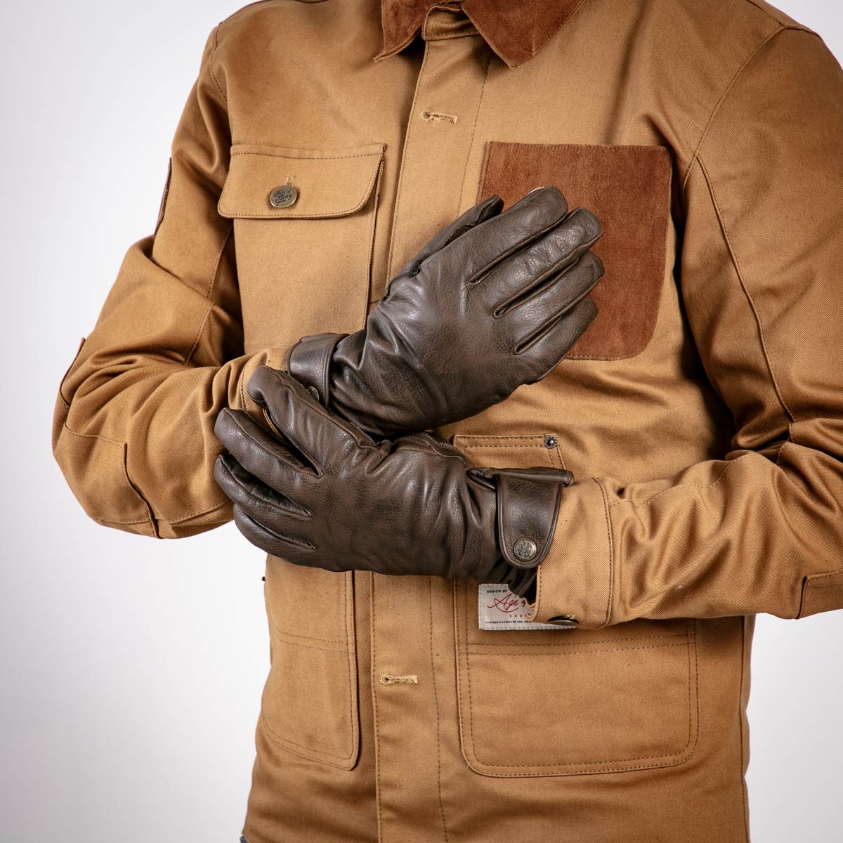 Age of Glory Carpenter Winter Leather CE Gloves in Brown