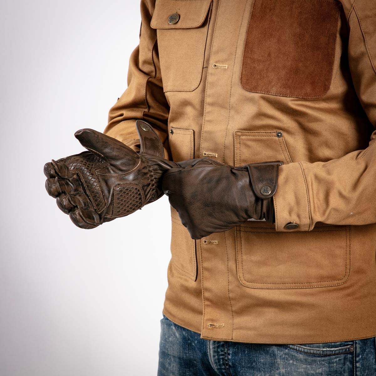 Age of Glory Carpenter Winter Leather CE Gloves in Brown