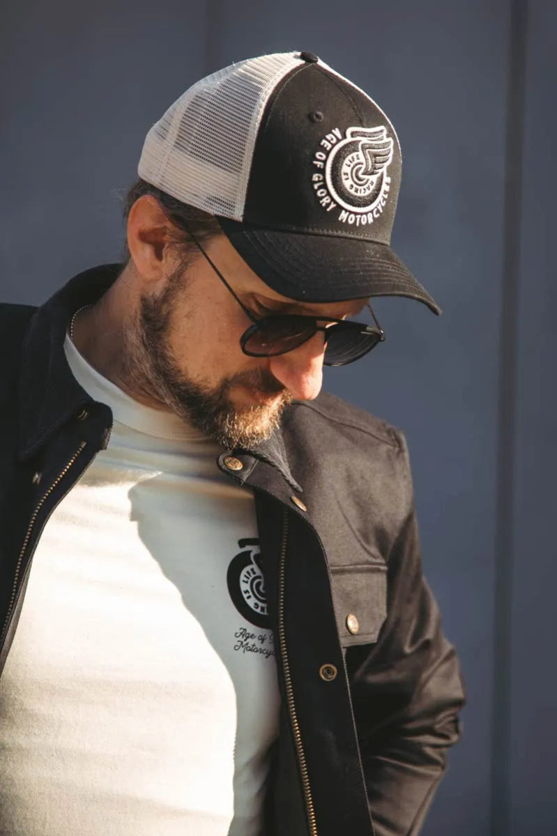 Age of Glory Champ Trucker Cap in Black and Off - white