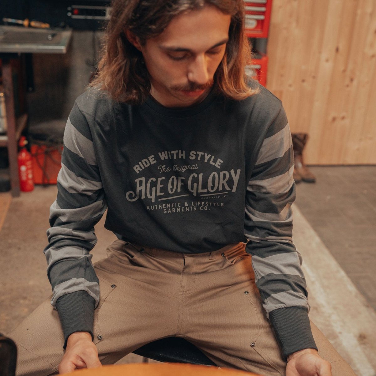 Age of Glory Original Long Sleeve T-shirt Washed Black
