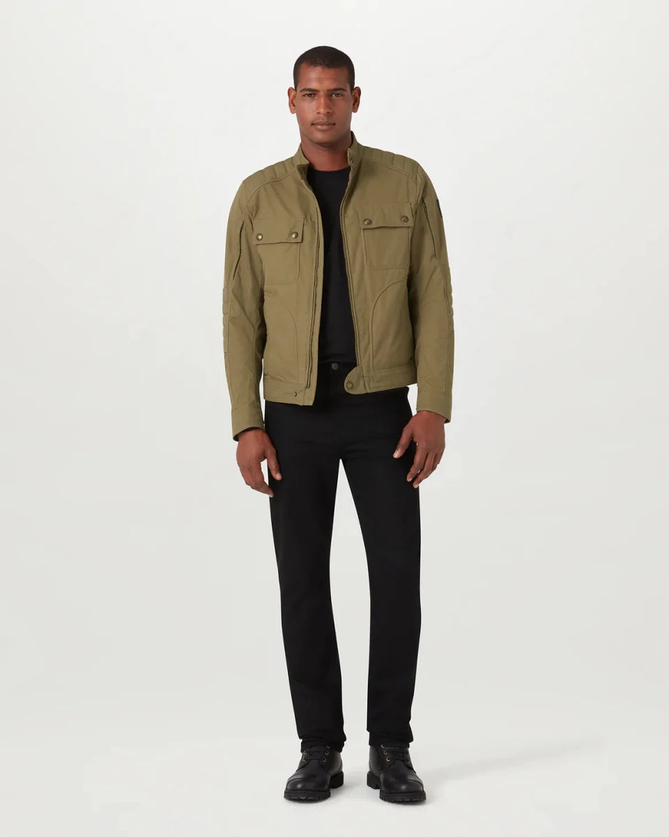 Belstaff Roberts Cotton Canvas Motorcycle Jacket in Olive | Veloce Club