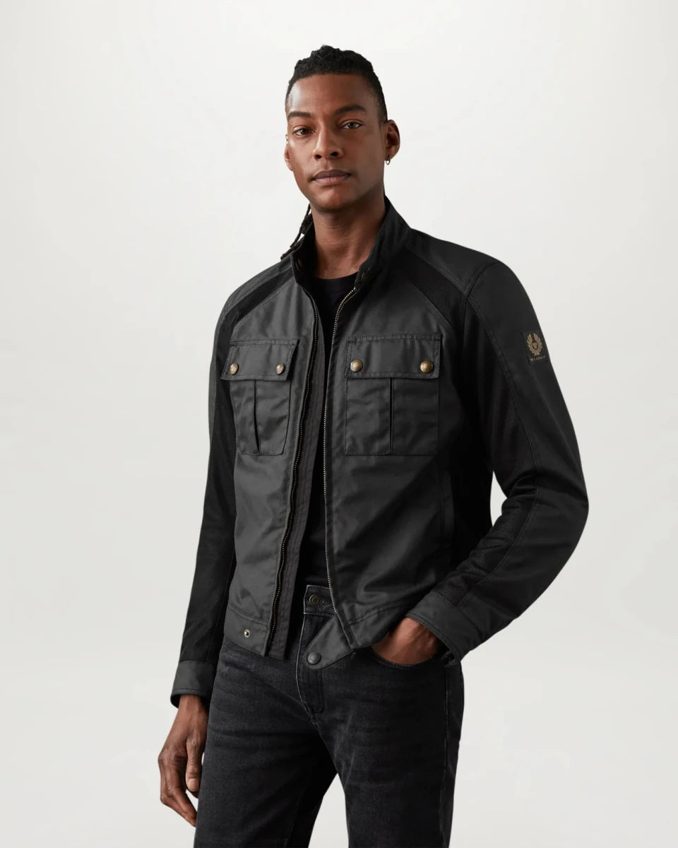Belstaff Temple Waxed Cotton Motorcycle Jacket Black | Veloce Club
