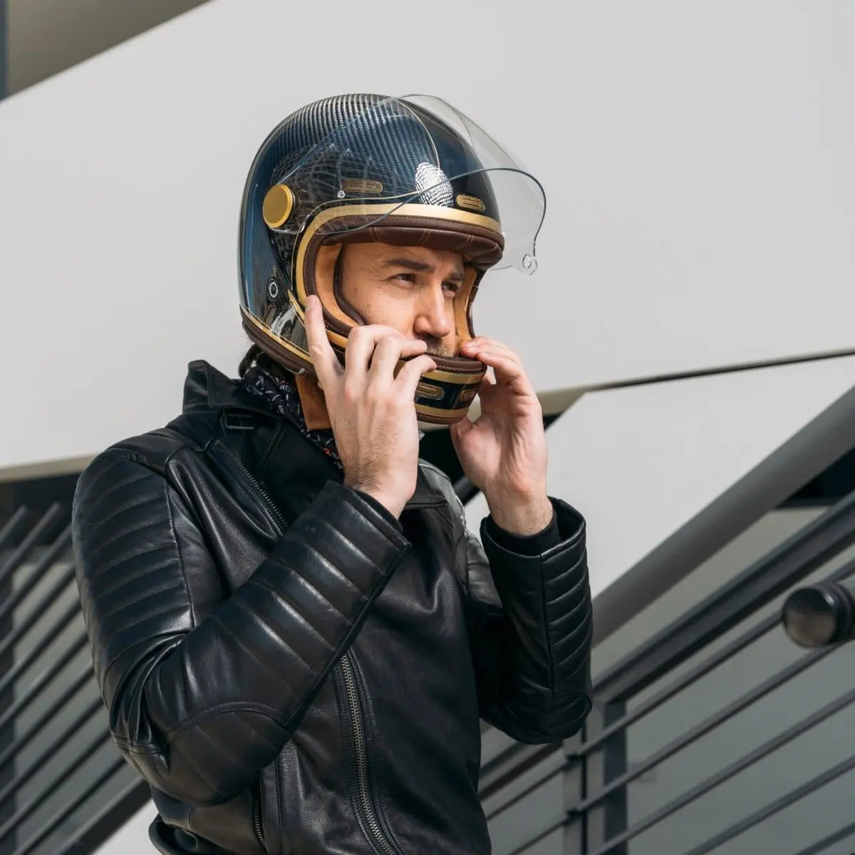 By City Roadster III Helmet - Golden Blue Carbon - available at Veloce Club
