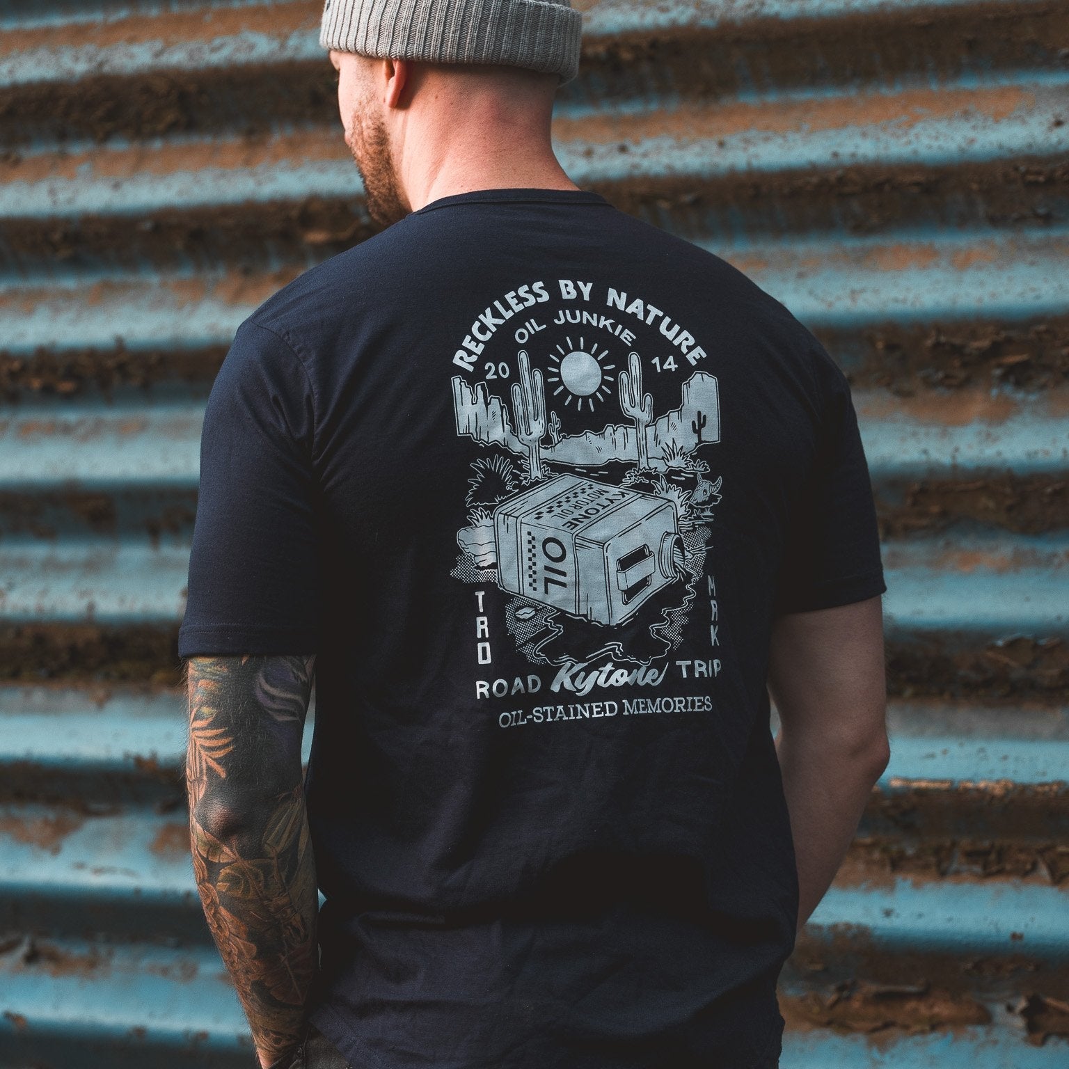Kytone Oil Junkie T-shirt in Navy available at Veloce Club