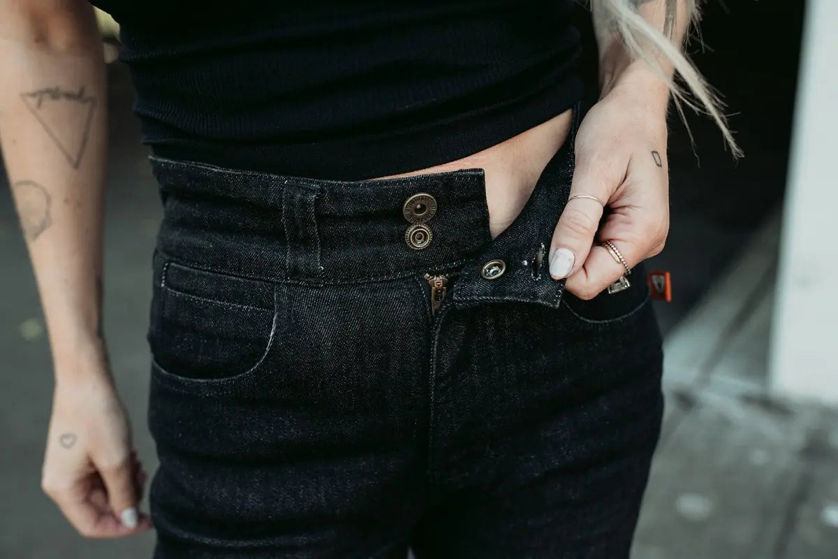 MotoGirl Ellie Women's Motorcycle Jeans in Black - available at Veloce Club