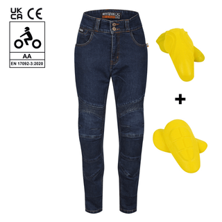 MotoGirl Ellie Women's Motorcycle Jeans in Blue - available at Veloce Club