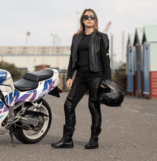 Fiona Black Leather Trousers - available at Veloce Club