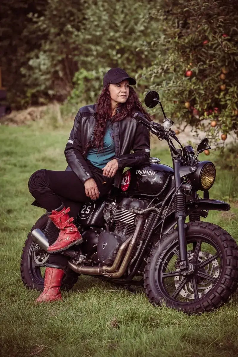 MotoGirl Fiona Leather Jacket Black | Veloce Club
