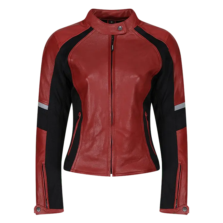 Fiona Red Leather Jacket - available at Veloce Club