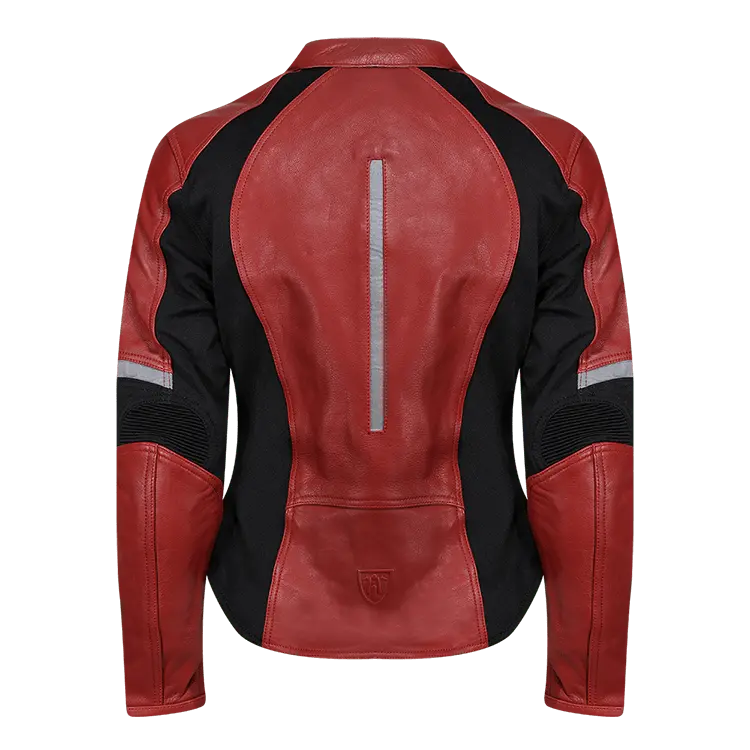 Fiona Red Leather Jacket - available at Veloce Club