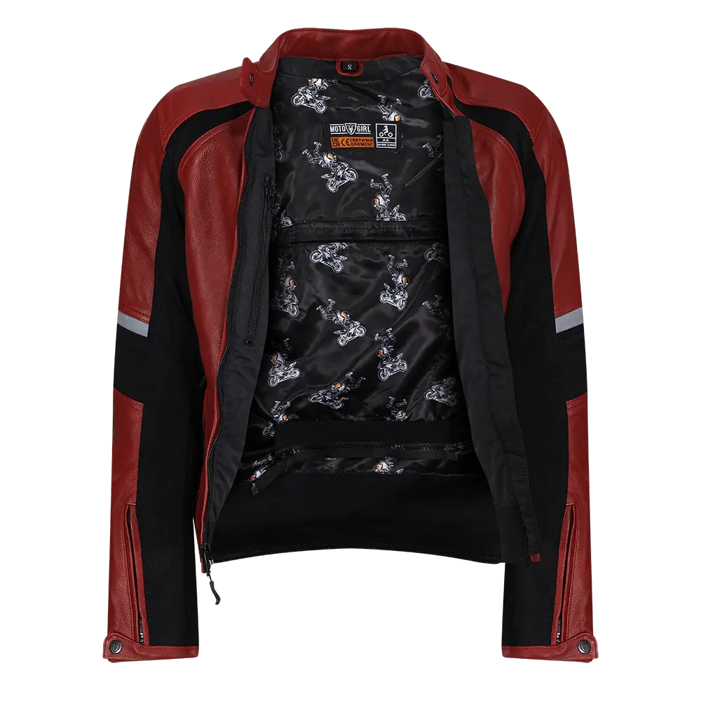 Fiona Red Leather Jacket - available at Veloce Club