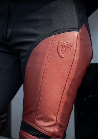 Fiona Red Leather Trousers - available at Veloce Club