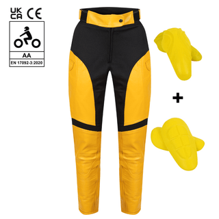 Fiona Yellow Leather Trousers - available at Veloce Club