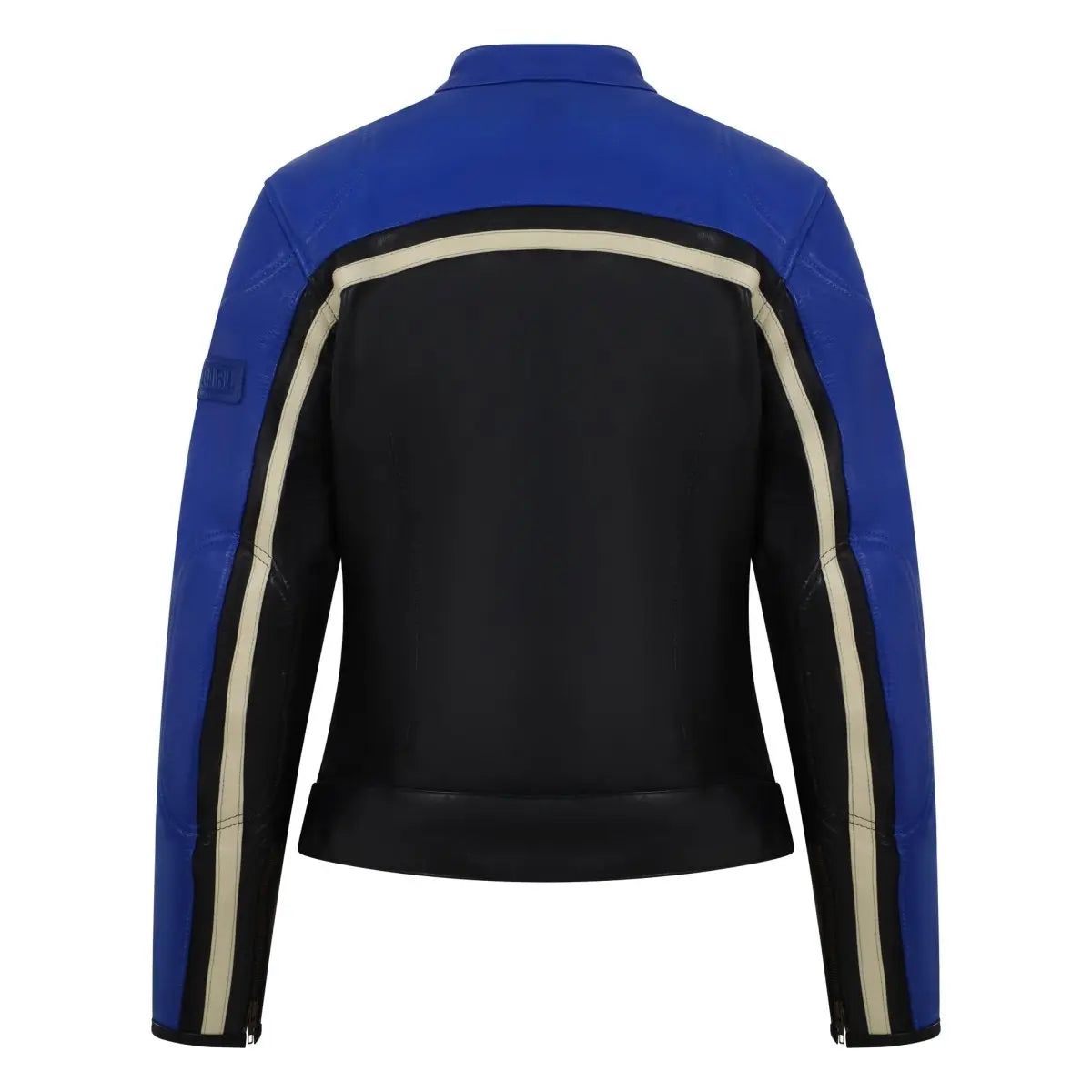 MotoGirl Hayley Blue Leather Jacket available at Veloce Club