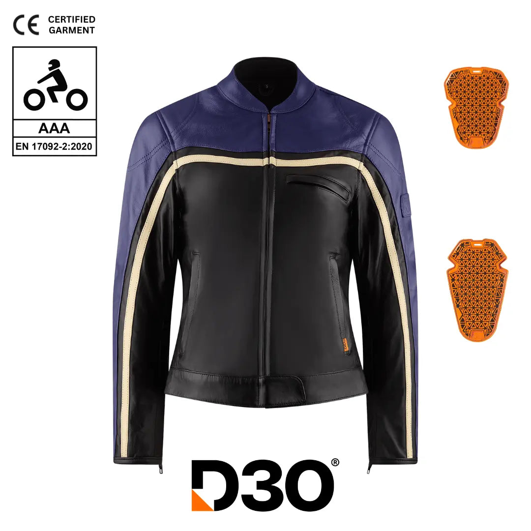 MotoGirl Hayley Purple Leather Jacket available at Veloce Club
