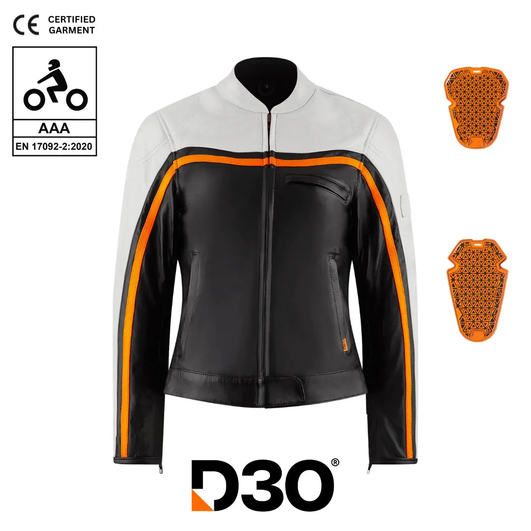 MotoGirl Hayley White Leather Jacket available at Veloce Club