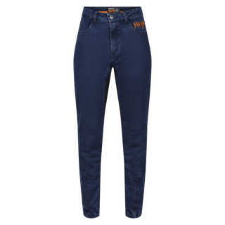 MotoGirl Isla Motorcycle Jeans in blue available at Veloce Club