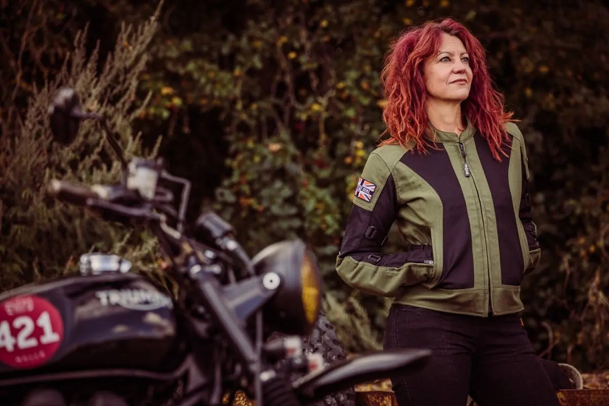 MotoGirl Jodie Jacket in Khaki Green | Veloce Club