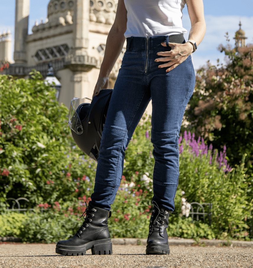 MotoGirl Julia Jeggings in blue available at Veloce Club