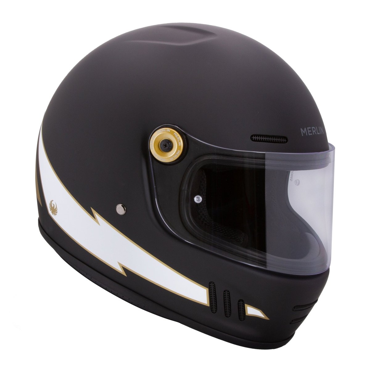 Merlin Revival Vintage Helmet Flash Matt Black - available at Veloce Club