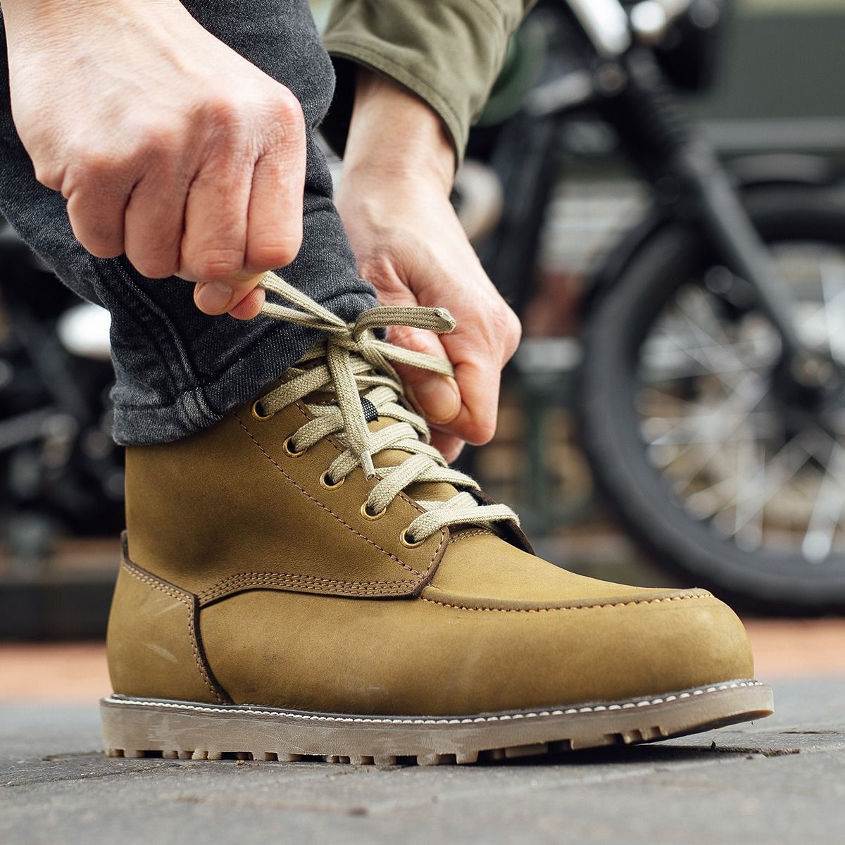 Merlin Worker Moc Toe Waterproof Boot Olive | Motorcycle Boots