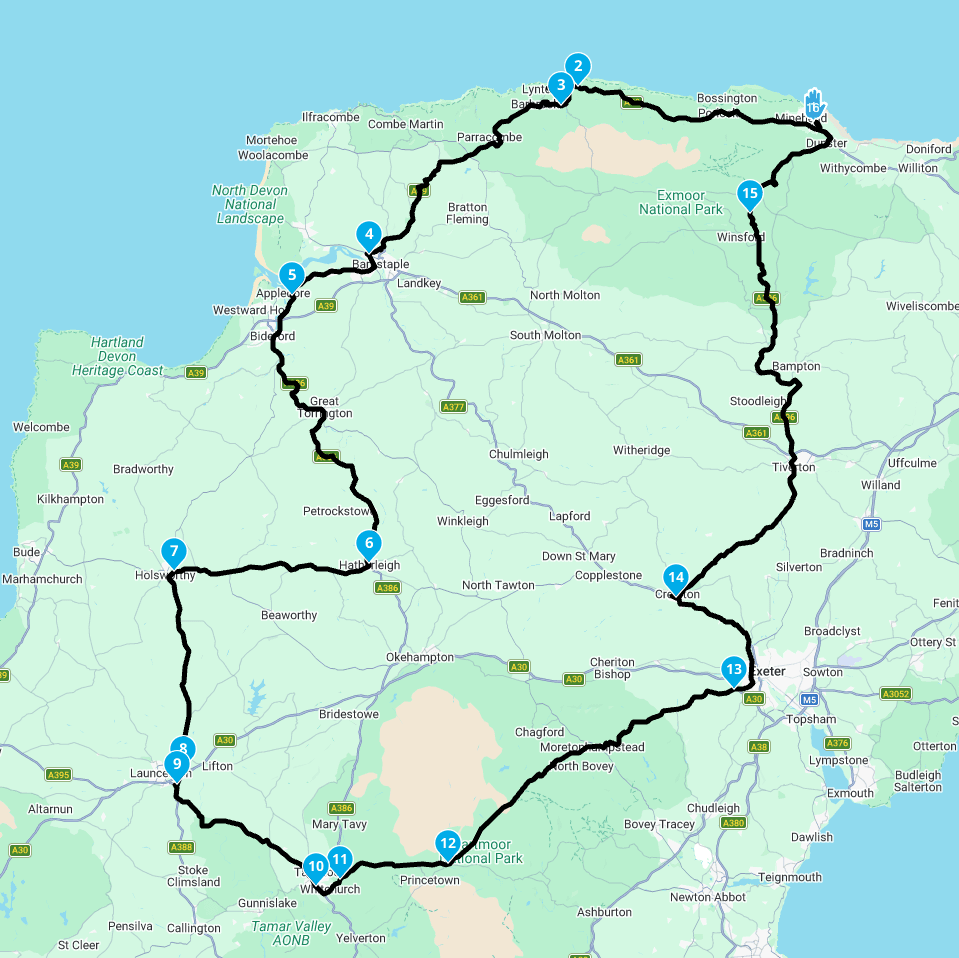 Minehead loop 195mile GPX Route