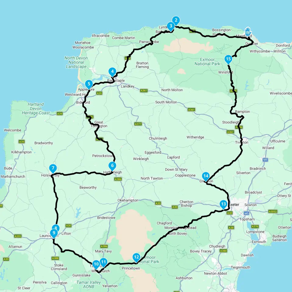 Minehead loop 195mile GPX Route