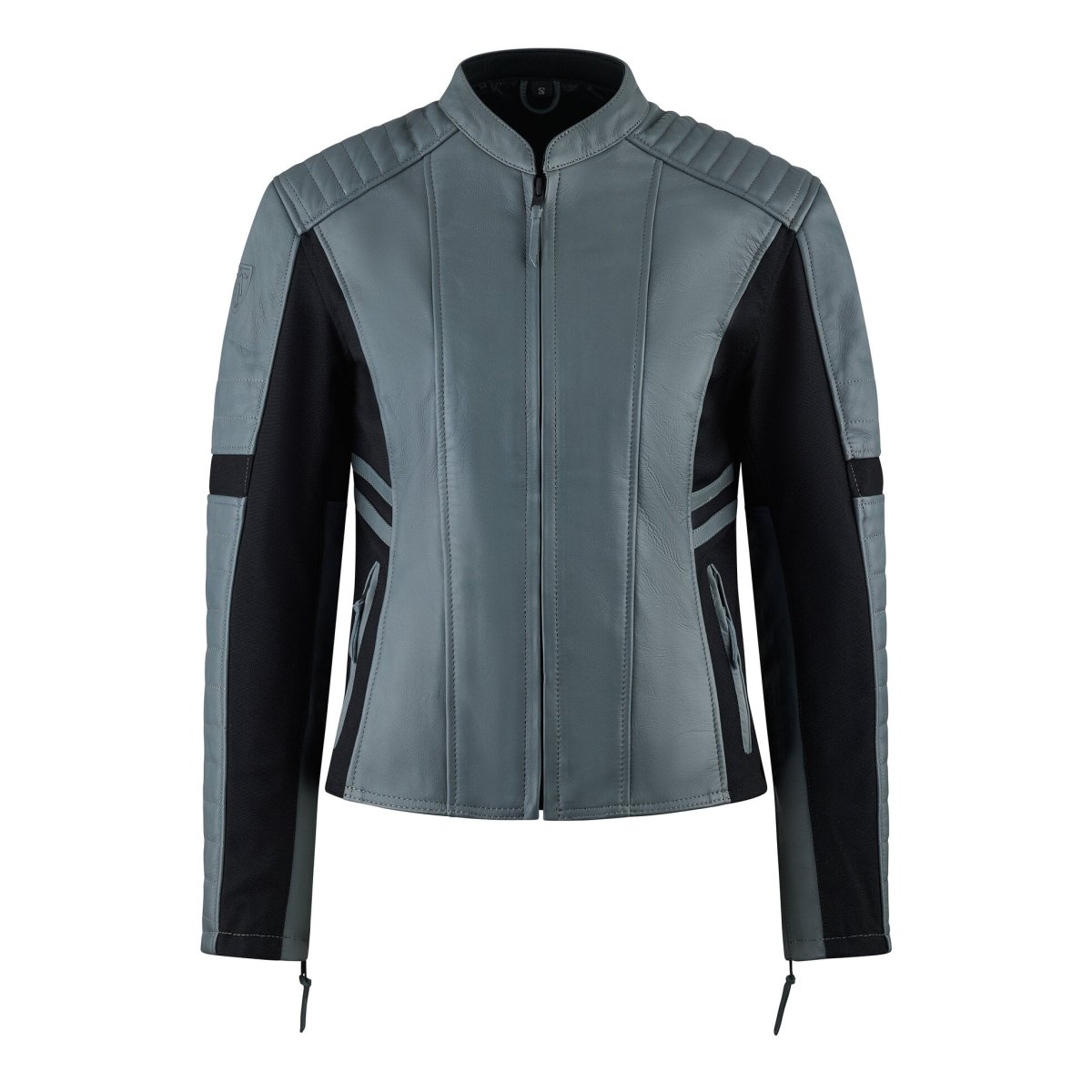 MotoGirl Amelia Leather Jacket Grey - available at Veloce Club