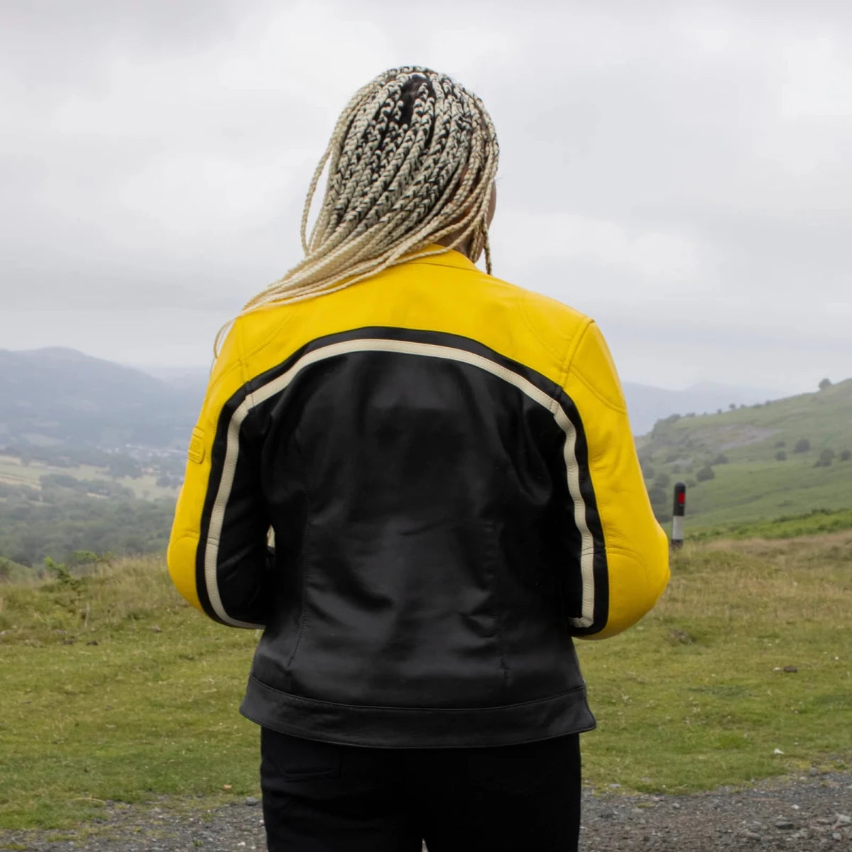 MotoGirl Hayley Yellow Leather Jacket | Veloce Club