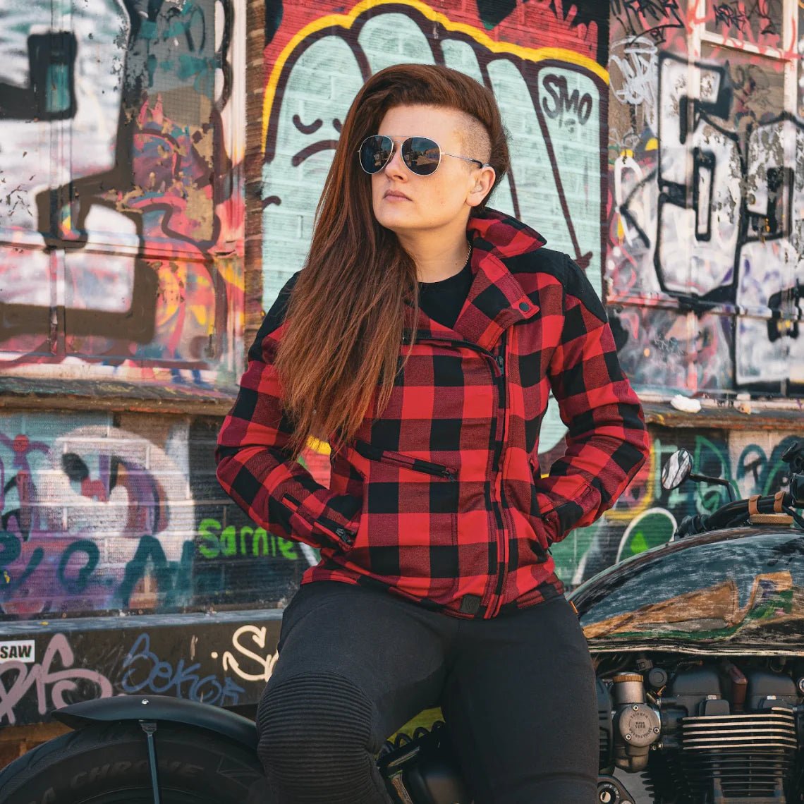 MotoGirl Jessie Flannel Jacket in Red