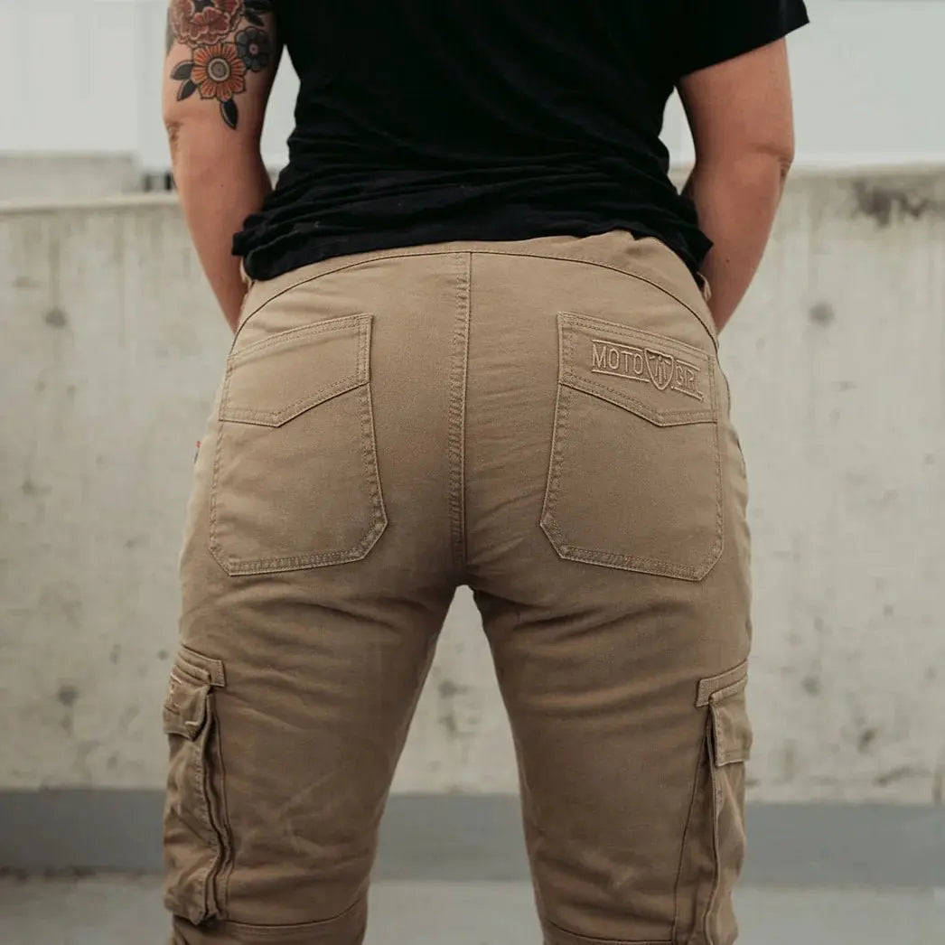 MotoGirl Lara Cargo trousers in Beige