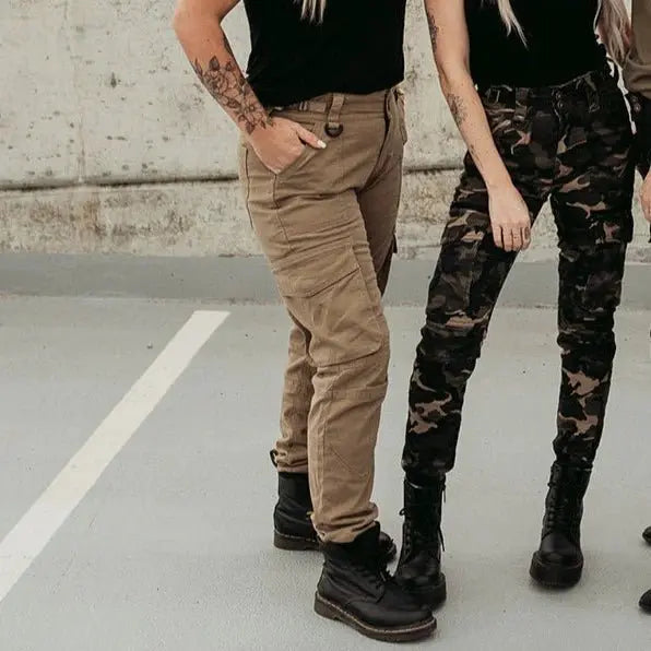 MotoGirl Lara Cargo trousers in Beige