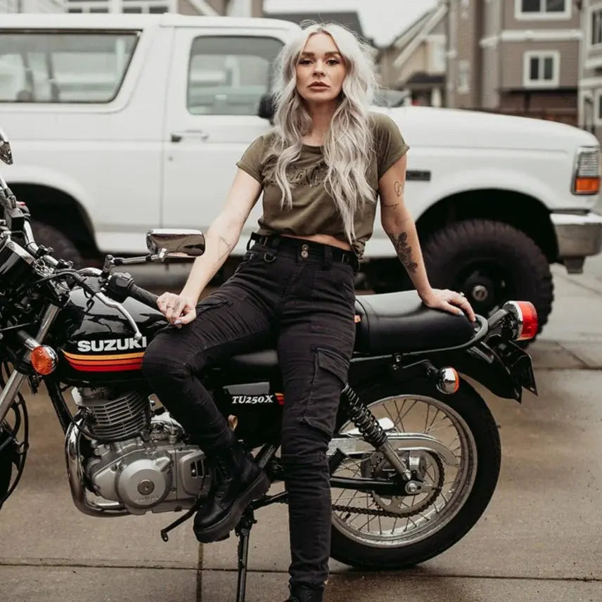 MotoGirl Lara Cargo trousers in Black
