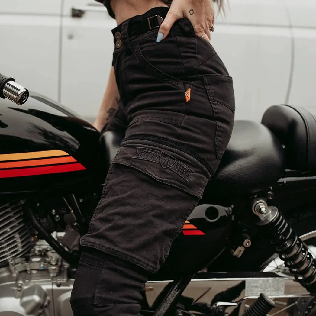 MotoGirl Lara Cargo trousers in Black