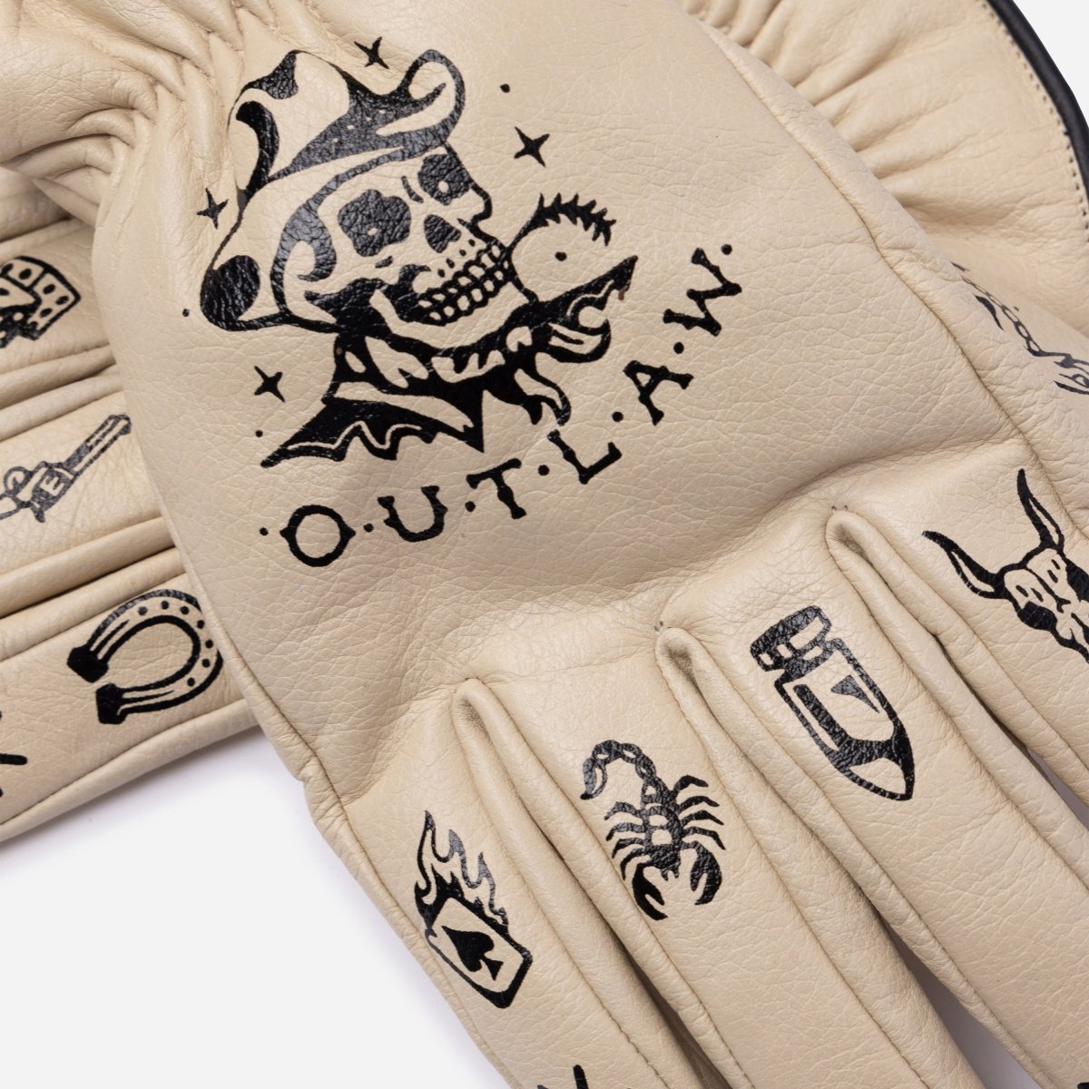 Macleod Motor Co Outlaw Motorcycle Gloves Cream | Veloce Club
