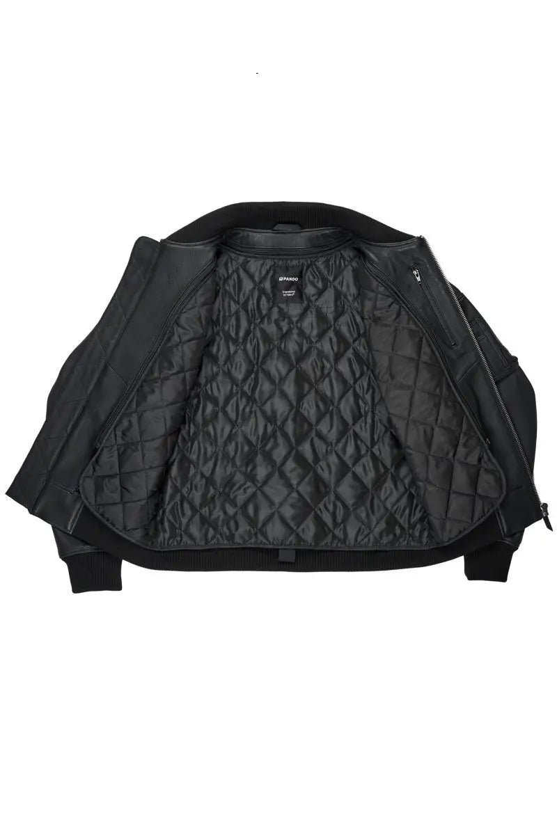 Pando Moto Falcon Leather Aviator Jacket - Black | Veloce Club