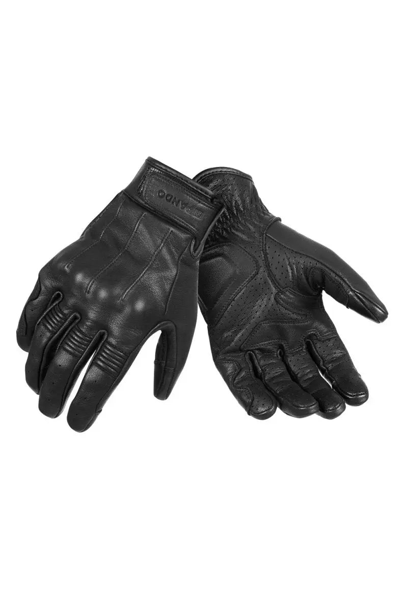 Pando Moto Ivy Leather Summer Motorcycle Gloves - Black | Veloce Club