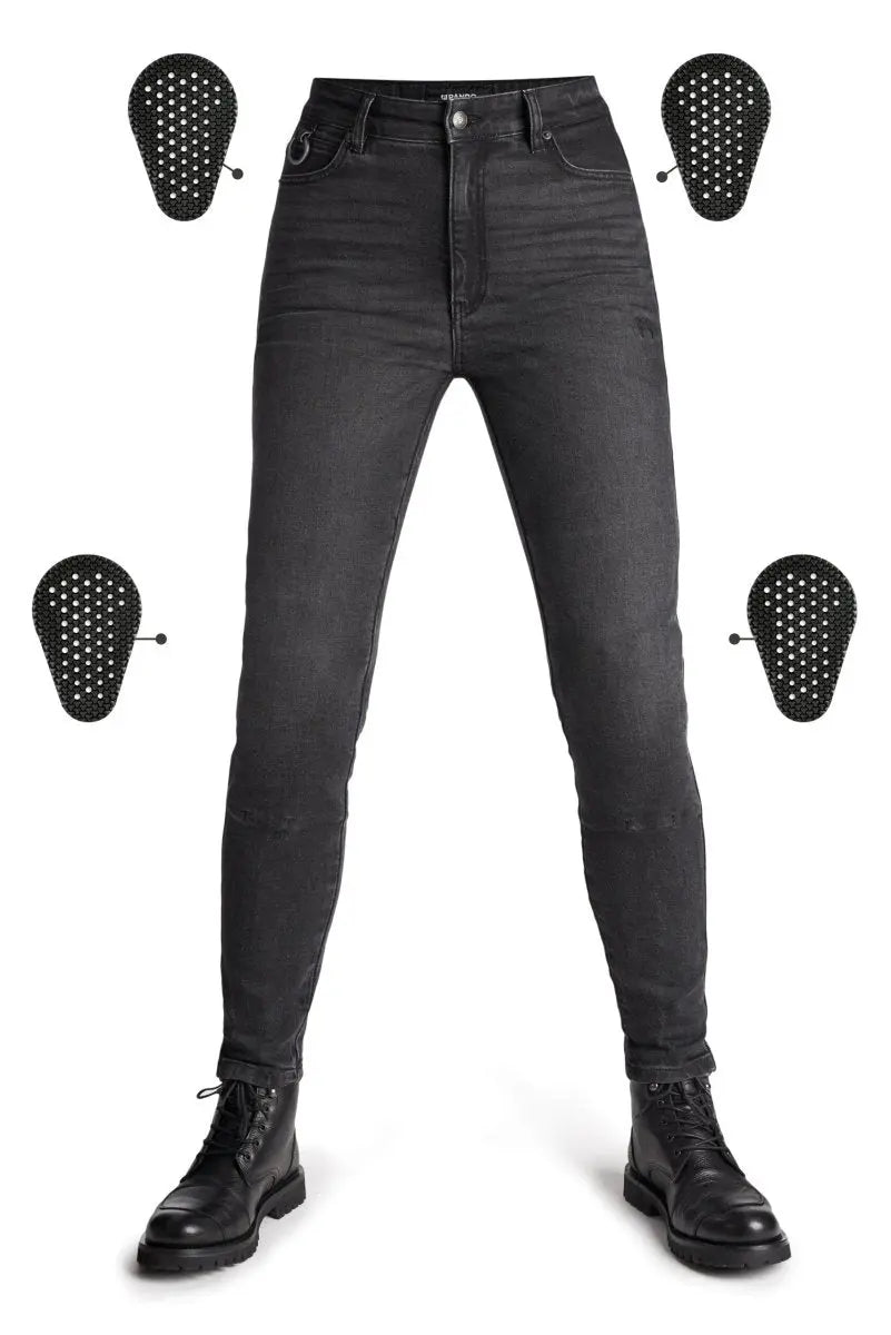 Pando Moto Kaya Slim Women's Jeans - Grey | Veloce Club