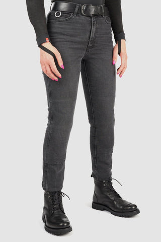 Pando Moto Kaya Slim Women's Jeans in Grey available at Veloce Club