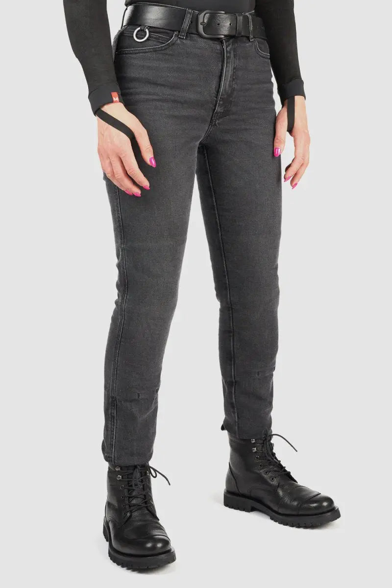 Pando Moto Kaya Slim Women's Jeans - Grey | Veloce Club