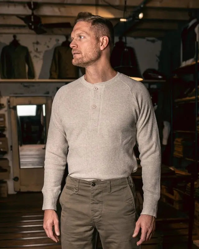Pike Brothers 1936 Waffle Shirt Natural - available at Veloce Club